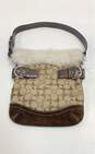 COACH 8K47 Signature Canvas Shearling Trim Small Tote Bag image number 1
