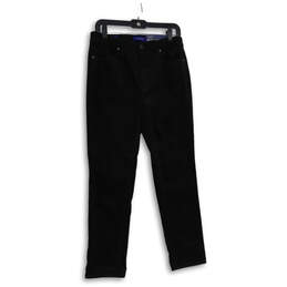 NWT Womens Black Denim Dark Wash High Waist Straight Leg Jeans Size 6P alternative image