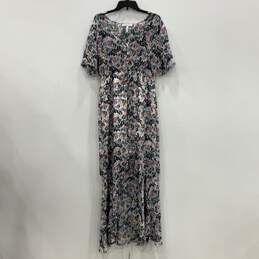 NWT BCBGeneration Womens Multicolor Floral Short Sleeve Maxi Dress Size L