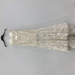 NWT Womens White Floral Lace Sleeveless Back Zip Wedding Maxi Dress Size 8