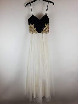 Dillard's Women White Black Gold Sequin Ball Gown 5 NWT