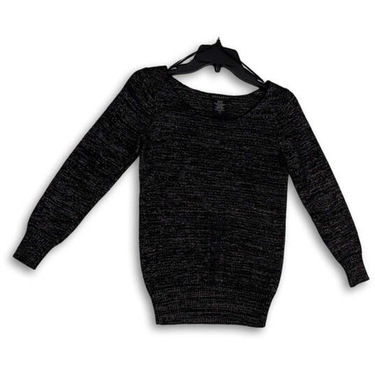 Womens Black Round Neck Tight-Knit Long Sleeve Pullover Sweater Size Small image number 1
