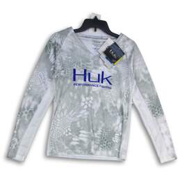 NWT Huk Womens White Gray Kryptek Yeti Performance Fishing T-Shirt Size M