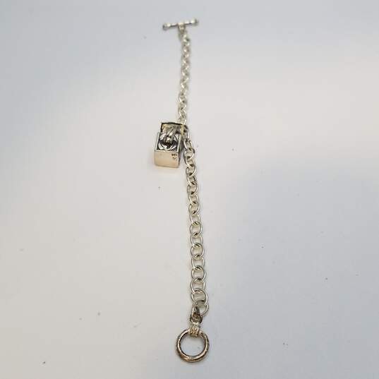 Sterling Silver Rolo Chain Trinket Box Charm 7 7/8inch Bracelet 14.0g image number 6