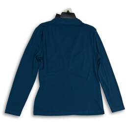 NWT Womens Blue Pleated Long Sleeve V-Neck Wrap Pullover Blouse Top Size XL alternative image
