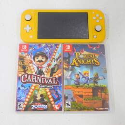 Yellow Nintendo Switch Lite W/ 2 Games Portal Knights Carnival Games