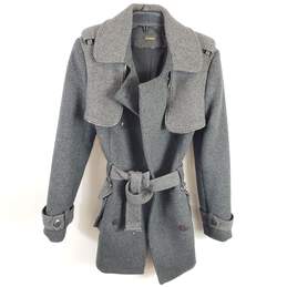 Rebecca Minkoff Women Grey Wool Trench Coat S