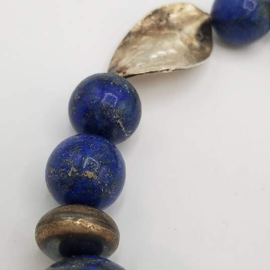 Sterling Silver Lapis Beaded Necklace 159.6g DAMAGED image number 2