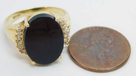 14K Yellow Gold 0.12 CTTW Diamond & Onyx Cabochon Ring 4.8g image number 6