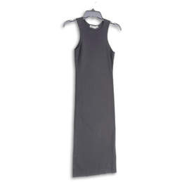 Womens Black Sleeveless Wide Strap Round Neck Midi Tank Dress Size Small