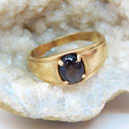 10K Yellow Gold Brown Star Sapphire Cabochon Tapered Band Ring For Repair 2.9g