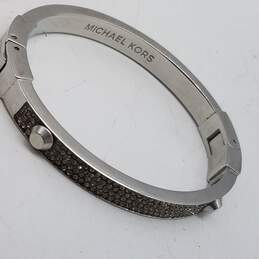 Michael Kors Silver Tone Crystal Hing Bangle Bracelet  40.1g alternative image