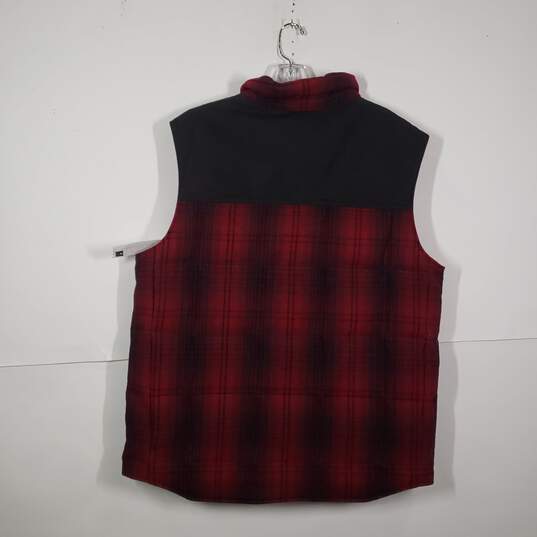 Mens Plaid Mid-Length Sleeveless Pocket Full Zip Vest Size Large image number 2