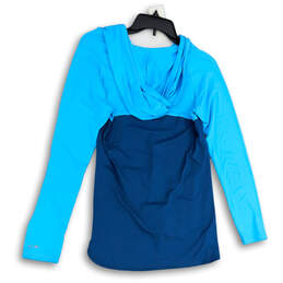 Womens Blue Long Sleeve Hooded Pockets Activewear Shirt Top Size Small alternative image
