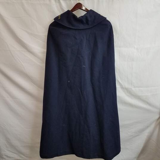 Vintage tailored navy blue long wool cape image number 3