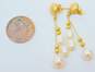 Elegant 14K Yellow Gold Pearl Drop Earrings for Repair 3.1g image number 3