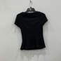Womens Black Short Sleeve Split Neck Stylish Pullover T-Shirt Size 4 image number 2