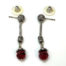 Designer Brighton Silver-Tone Red Crystal Stone Fashionable Dangle Earrings alternative image