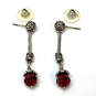 Designer Brighton Silver-Tone Red Crystal Stone Fashionable Dangle Earrings image number 2