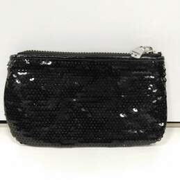 Womens Black Sequin Zipper Soft Fabric Inner Pocket Fashionable Coin Purse alternative image