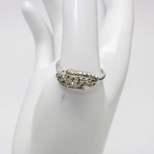 14K White Gold Diamond Accent Cocktail Ring Size 10 w/Box - 3.4g image number 2