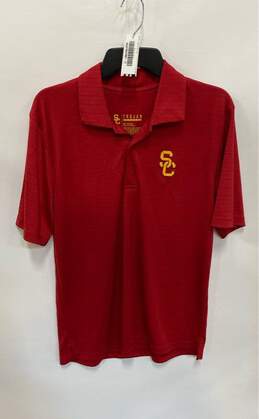 Trojan Apparel Mens Red USC Trojans College Football Polo Shirt Size Medium