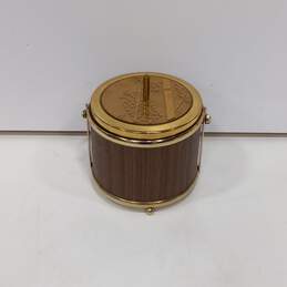 Vintage Ernest Sohn Gold Leaf Bamboo Ice Bucket w/Lid
