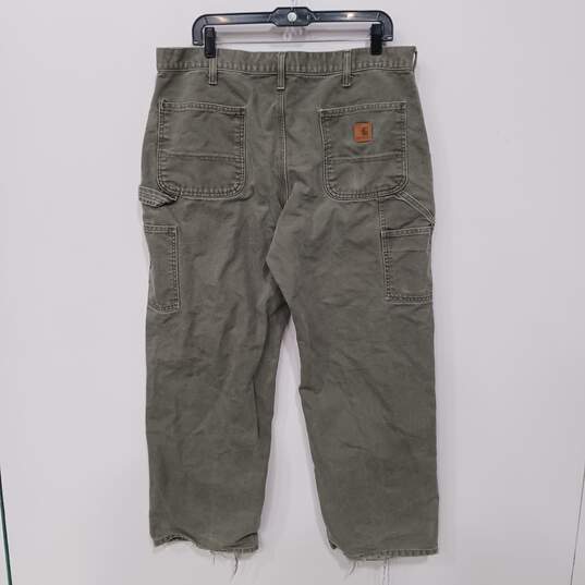 Carhartt Men;s Green Chino Style Jeans Pants Size 38X30 image number 2