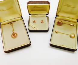 Vintage Krementz Rose & Gold Tone Faux Pearl 14K Gold Posts Jewelry 222.9g