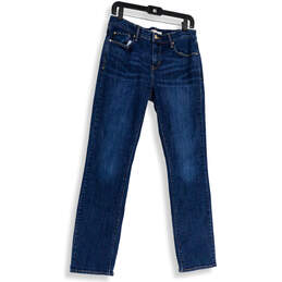 Womens Blue Denim Medium Wash Stretch Pockets Straight Jeans Size 6M 28x32