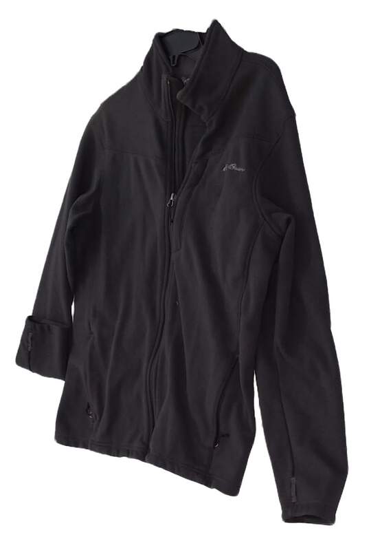 Mens Black Long Sleeve Pockets Full Zip Fleece Jacket Size Medium image number 3