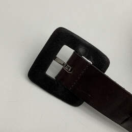 Mens Brown Black Leather Textured Buckle Adjustable Fashion Belt Size 95 alternative image