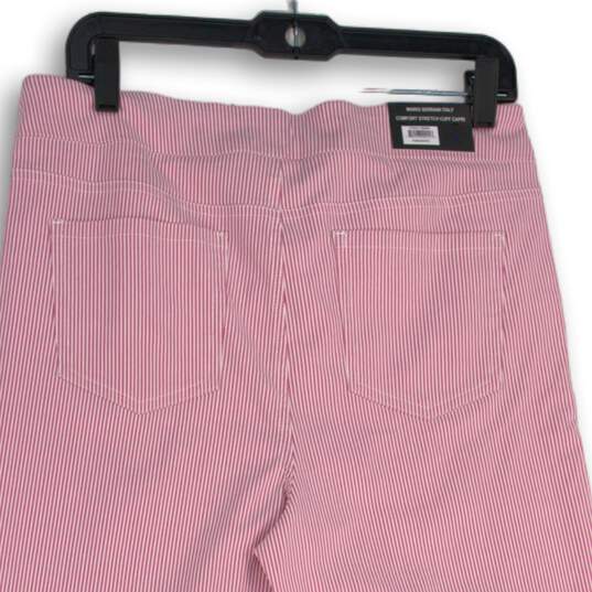 NWT Mario Serrani Womens Pink White Striped Stretch Pull-On Capri Pants Size L image number 4