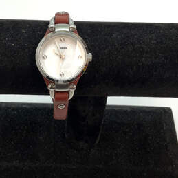 Designer Fossil Silver-Tone Round Dial Adjustable Strap Analog Wristwatch
