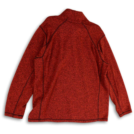 Womens Red Collared Quarter Zip Long Sleeve Pullover Sweater Size 2XL image number 2