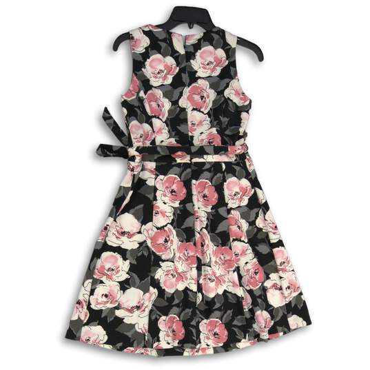 NWT Womens Multicolor Floral Round Neck Back Zip Fit & Flare Dress Size M/P image number 2