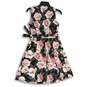 NWT Womens Multicolor Floral Round Neck Back Zip Fit & Flare Dress Size M/P image number 2