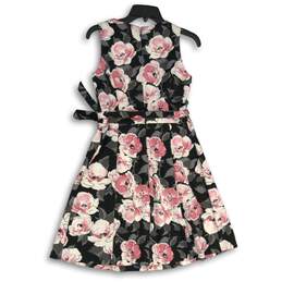 NWT Womens Multicolor Floral Round Neck Back Zip Fit & Flare Dress Size M/P alternative image
