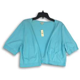 NWT Talbots Womens Blue Open Front Cropped Cardigan Sweater Size XL alternative image