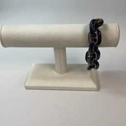 Designer J. Crew Gold-Tone Blue Enamel Large Link Chain Bracelet