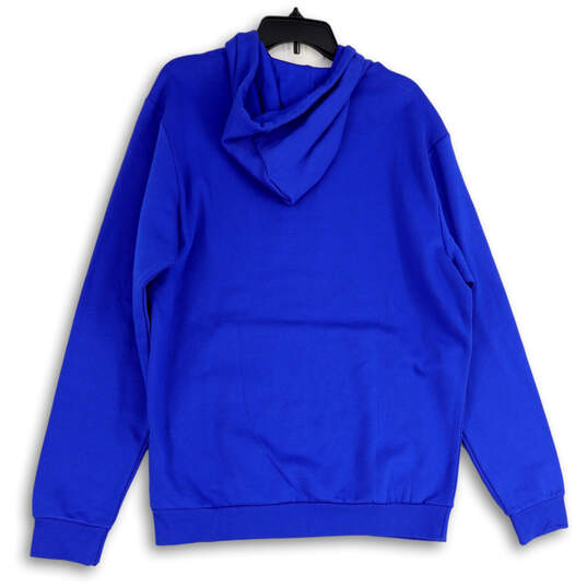 NWT Mens Blue Long Sleeve Kangaroo Pocket Pullover Hoodie Size Large image number 2