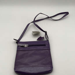 NWT Womens Purple Leather Outer Zip Pocket Adjustable Strap Crossbody Bag alternative image