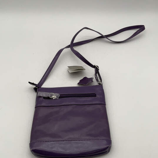 NWT Womens Purple Leather Outer Zip Pocket Adjustable Strap Crossbody Bag image number 2