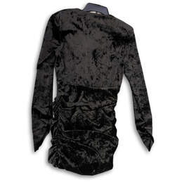 NWT Womens Black Velvet Long Sleeve V-Neck Draped Bodycon Dress Size M alternative image