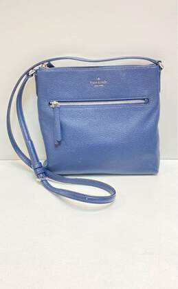 Kate Spade Pebble Leather Messenger Bag Navy Blue