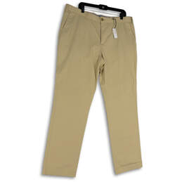 NWT Mens Tan Flat Front Pockets Regular Fit Straight  Leg Chino Pants Size 40