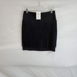 Cache Black Fringe Mini Skirt WM Size 4 NWT