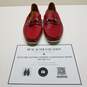 AUTHENTICATED Gucci Red Leather Horsebit Loafer Boat Shoes Mens Size 9 image number 1