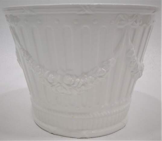 Tiffany & Co White Ceramic Floral Planter Made In Italy IOB image number 1