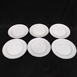 Bundle of 6 Harmony House Silver Tone Rimmed Salad Plates